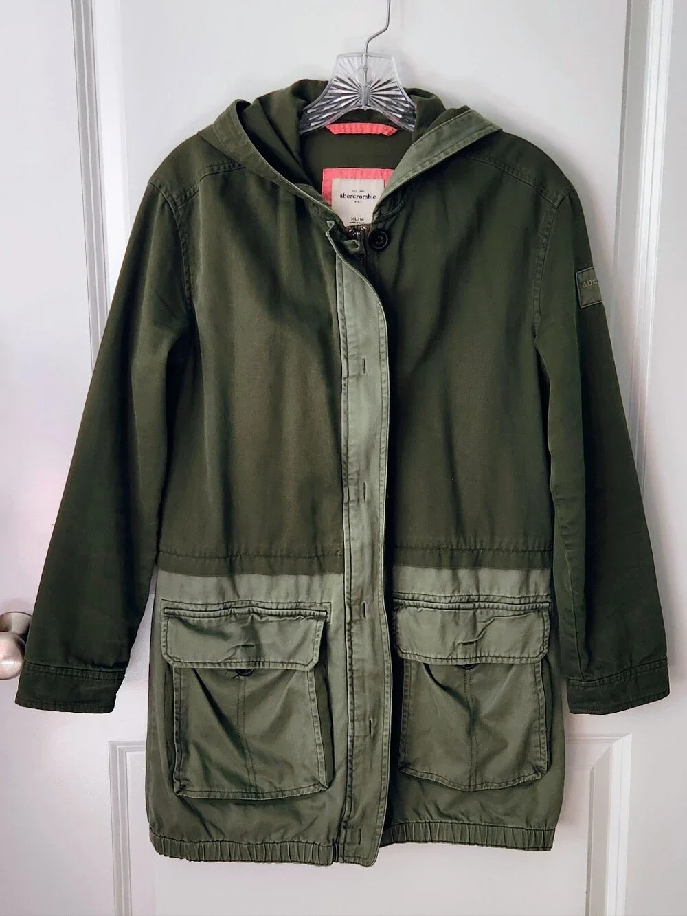 Abercrombie Kids Olive Green Utility Field Jacket - Size XL (16)